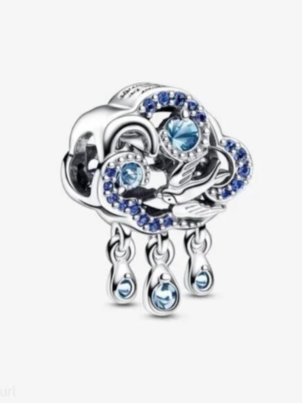 Pandora Silver Cloud Charm with Blue Stones and Dangles
